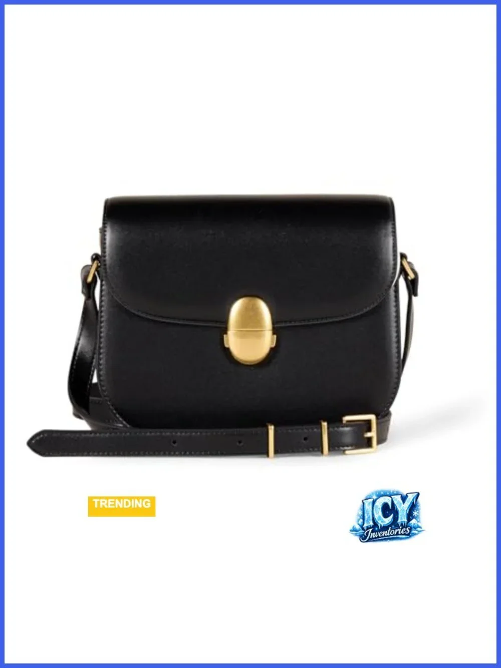 Women's Faux Leather Crossbody Flap Bag with Adjustable Strap